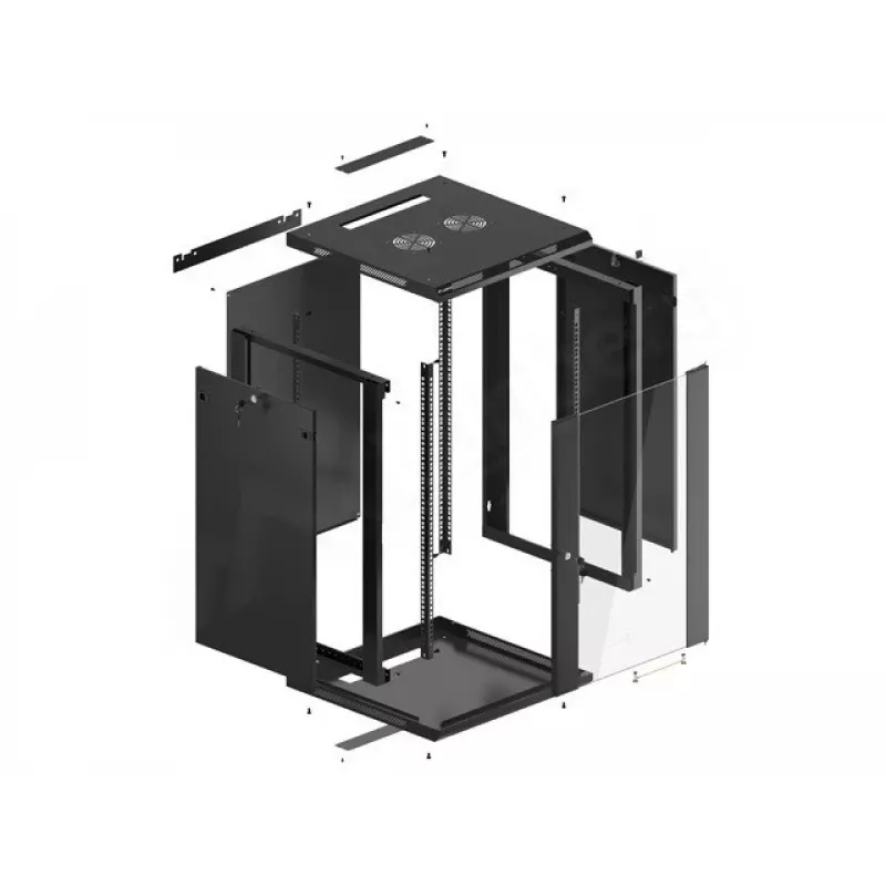 Armario rack de pared LANBERG WF01-6618-10B, 18U, 600×600×907 mm, negro, 60 kg