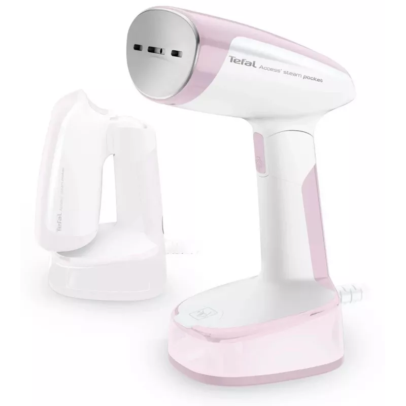 Cepillo de vapor de mano Tefal DT3050, 1300 W, 20 g/min de vapor, depósito de 0,12 L, cable de 2,6 m, rosa