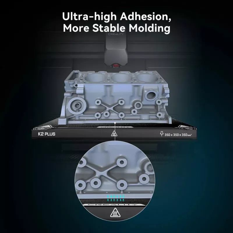 Placa de construcción Creality K2 Plus PEI Frosted 400×400 mm — cama de impresión de repuesto