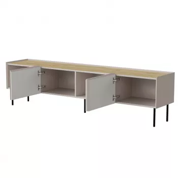 Mueble TV Cama Meble FELLINI 200x40x52 cm, marco cashmere, tablero de roble aceitado