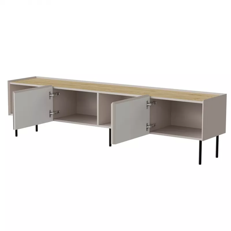 Mueble TV Cama Meble FELLINI 200x40x52 cm, marco cashmere, tablero de roble aceitado