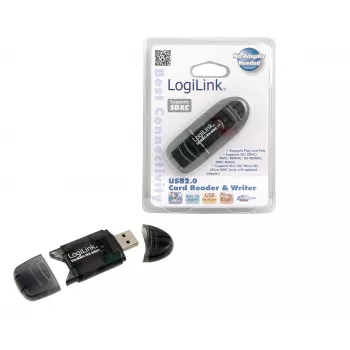 Lector de tarjetas LOGILINK CR0007 USB 2.0 para SD/MMC, negro, hasta 480 Mbit/s