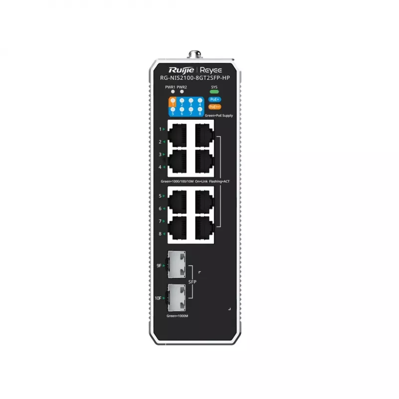 Ruijie Networks RG-NIS2100 Managed L2 Gigabit Ethernet (10/100/1000) Power over Ethernet (PoE) Negro, Acero inoxidable