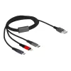 Delock - Cable Lightning, solo para carga - USB macho a Micro-USB Type B, Lightning, USB-C macho - 1,0m - Negro (87277)