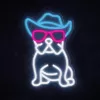 Neon Lights MANTA SNL114MT bulldog con gafas cartel de neón