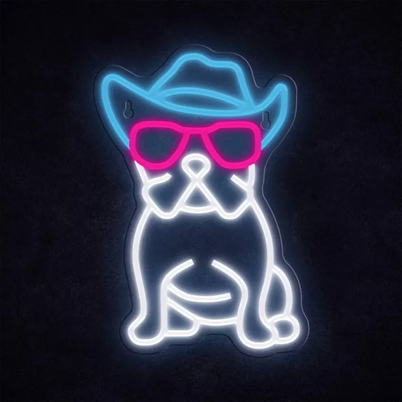 Neon Lights MANTA SNL114MT bulldog con gafas cartel de neón
