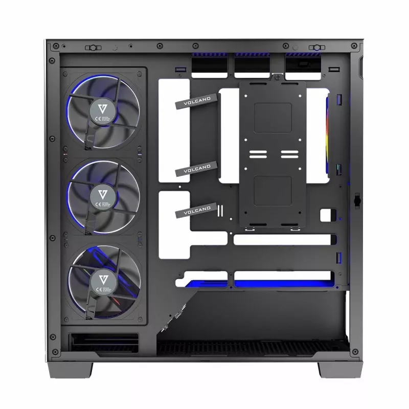 Caja de PC MODECOM Volcano Stellar 5F ATX Midi Tower, cristal templado, 5 ventiladores preinstalados, USB‑C, compatible con microATX/ATX, GPU máx. 420 mm, altura de disipador de CPU 175 mm