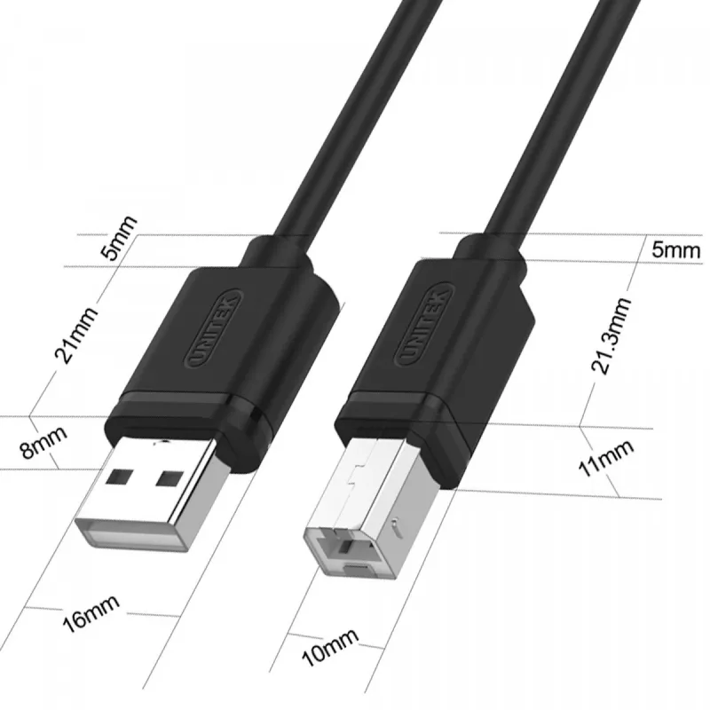 Cable USB 2.0 Unitek Y-C420GBK, USB-A a USB-B, 3 m, negro