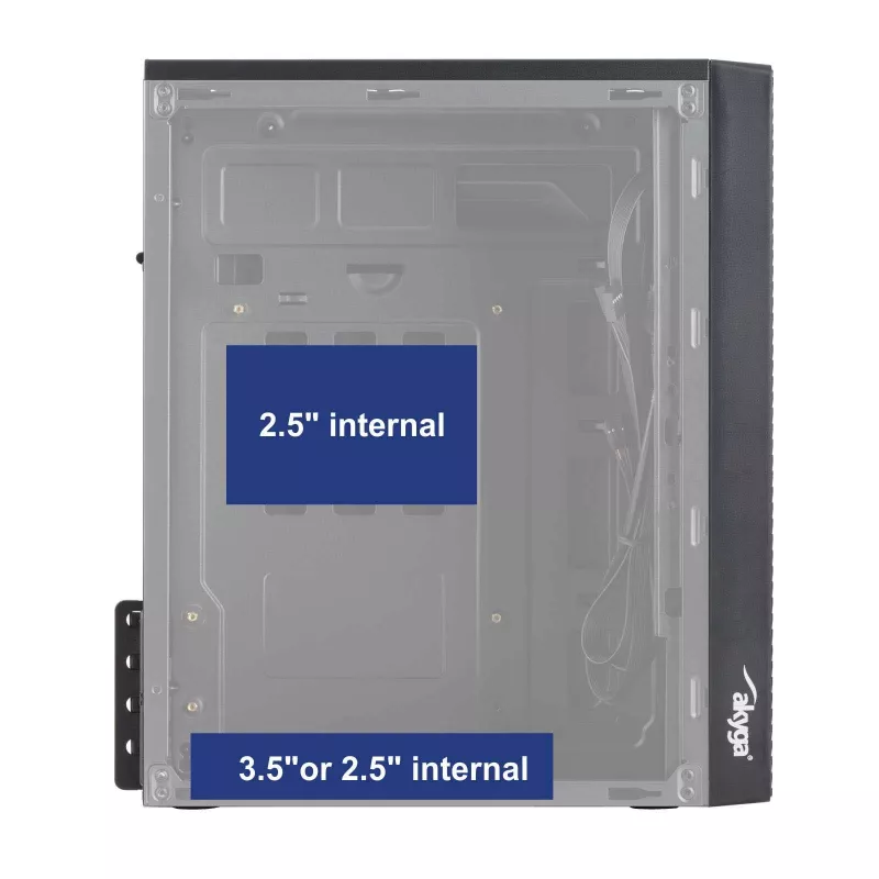 Caja de PC Akyga AK35BK Micro-ATX, Micro ATX / Flex ATX / Mini ITX, 2x USB 2.0, sin fuente de alimentación, negra