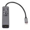 Akyga AK-AD-66 Hub USB-C con 3x USB 3.0 y Gigabit Ethernet, 15 cm, negro