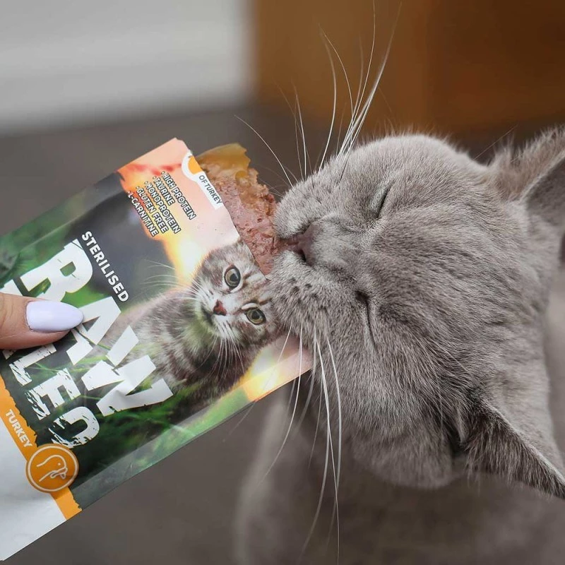 RAW PALEO Adult Cat Sterilised pavo - Comida húmeda para gatos - 100 g