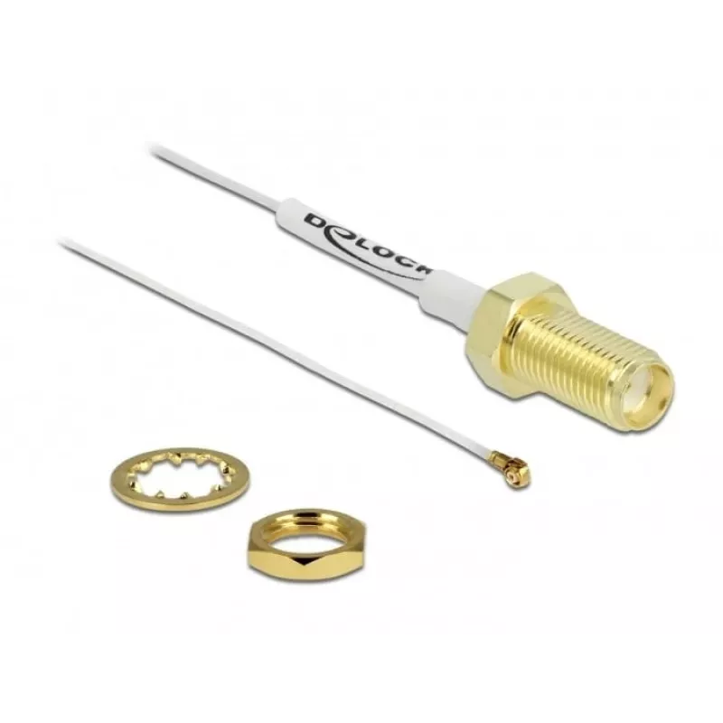 Cable de antena conector hembra SMA montaje en panel a conector macho I-PEX Inc. MHF 4 0,81 20 cm blanco
