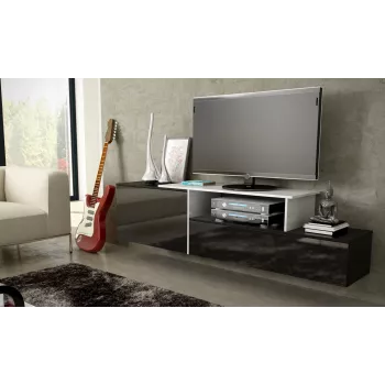 Mueble de TV Cama SIGMA 3 180 negro/negro brillante + blanco