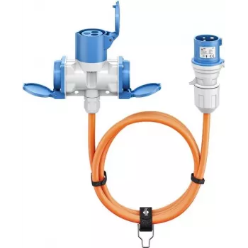 Cable adaptador CEE Goobay conector macho CEE a 1x conector hembra CEE y 2x conector hembra schuko 5 (76265)