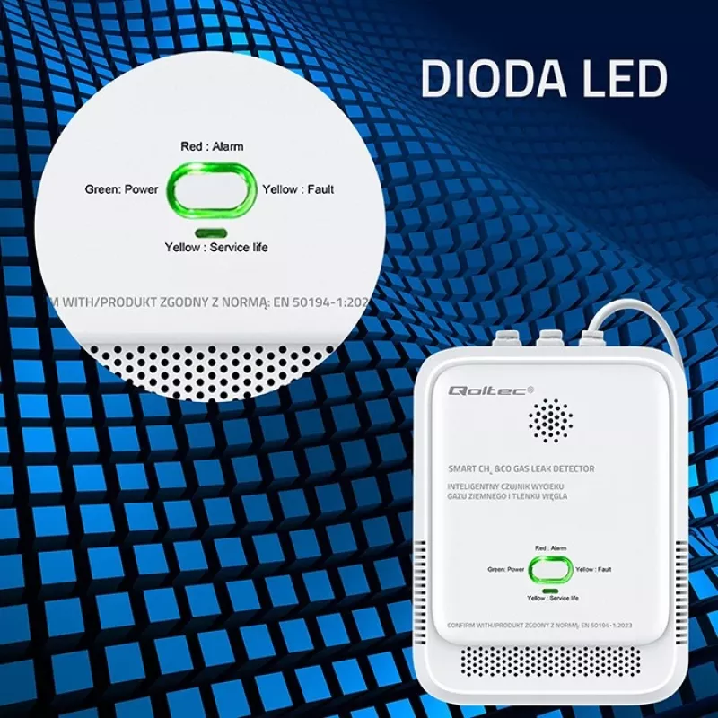 Detector de gas y monóxido de carbono LED