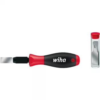 Set de raspadores universales Wiha 26920 SoftFinish, 12 piezas, hoja de 13 mm, incl. 10 hojas de repuesto, negro/rojo