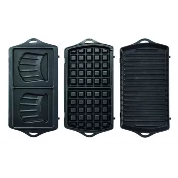 Sandwichera Tefal Break Time SW6148 — 2 sándwiches, placas antiadherentes extraíbles, recogecables, negro/gris