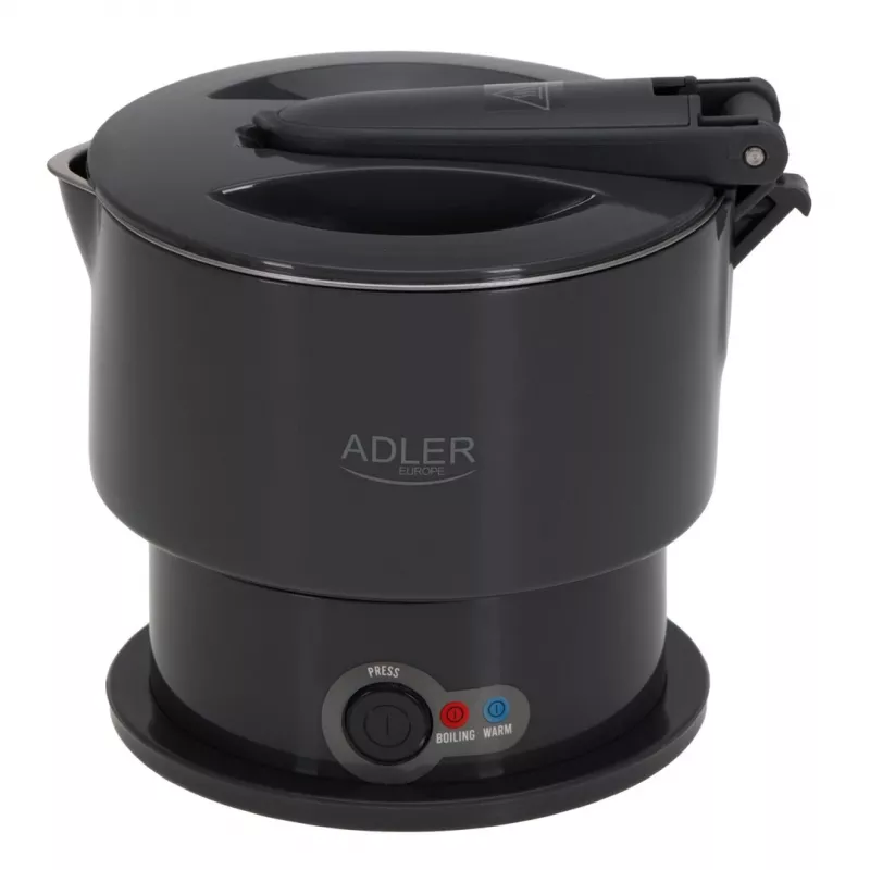 Hervidor de agua eléctrico Adler AD 1377G, capacidad 0,6 L, 600 W, gris, plástico/silicona/acero inoxidable