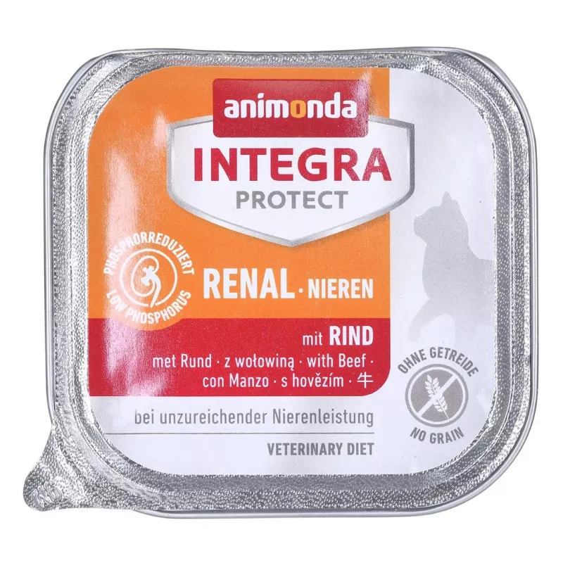 Comida húmeda para gatos animonda Integra Protect 100 g — cerdo, para gatos adultos, apoyo renal, tarrina