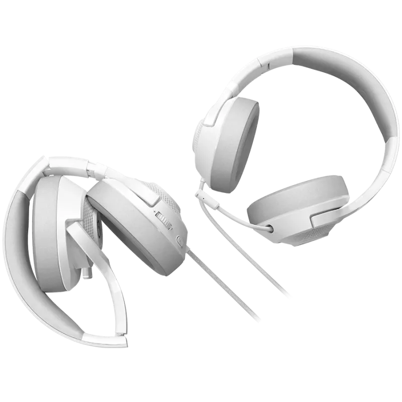 LORGAR Noah 101, Auriculares gaming con micrófono, conexión jack de 3,5 mm, longitud del cable 2 m, diseño plegable, almohadillas de piel sintética PU, tamaño: 185*195*80 mm, 0,245 kg, blanco