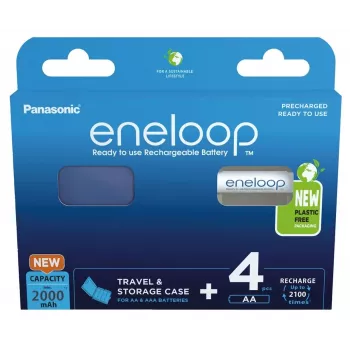 Baterías PANASONIC ENELOOP AA 2000 mAh 4 uds. + estuche (BK-3MCDE/4CP+CASE)