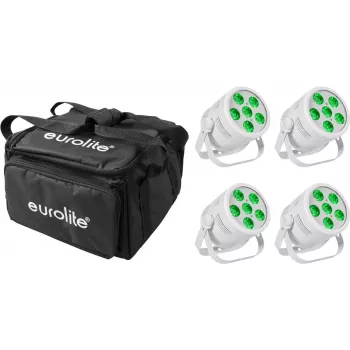 Foco LED tipo par EUROLITE Silent Par 6 QCL Floor 4x con bolsa blanda — par LED QCL de suelo, set de 4