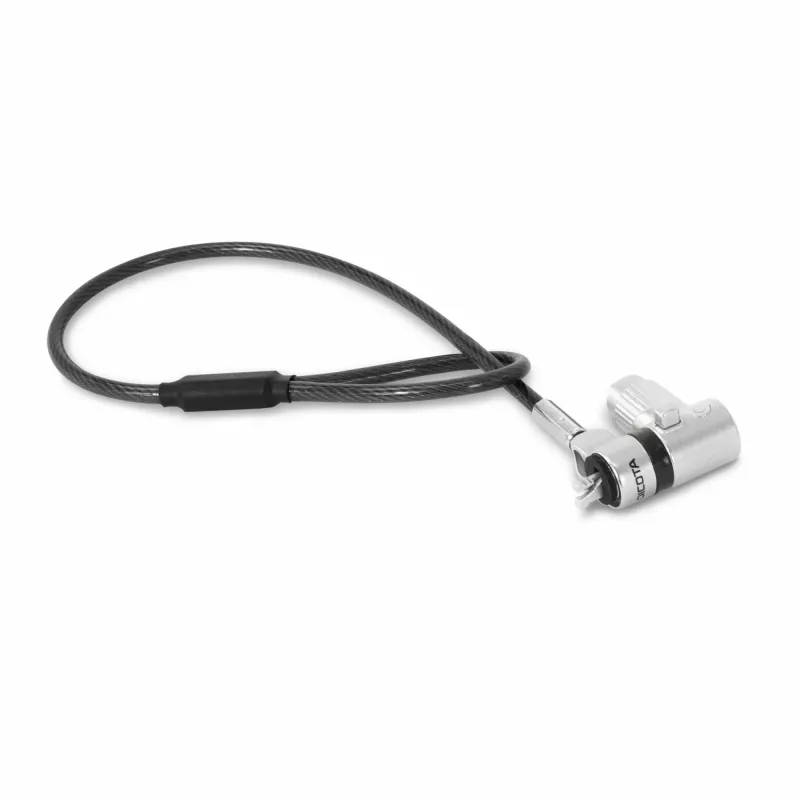 DICOTA D32068 candado de cable universal mini para portátil, 0,3 m, 3 cabezales intercambiables, plateado