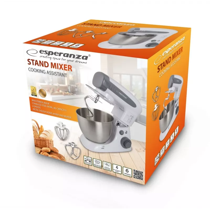 Esperanza EKM024 Cooking Assistant batidora de pie, 800 W, 4 l