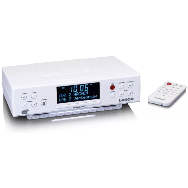 Lenco KCR-190WH radio de cocina para bajo mueble con PLL FM, DAB+ y Bluetooth, blanco