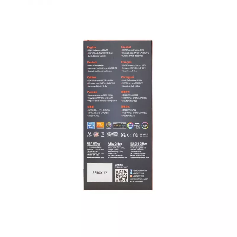 Patriot Viper Venom módulo de memoria DDR5-6000 CL30 de 16 GB (PVV516G60C30)