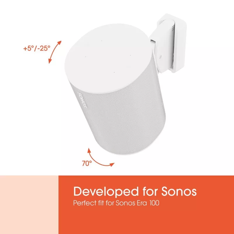 Soporte de pared Vogels | Soporte de pared para altavoz para Sonos Era 100 | Inclinable, orientable | Capacidad de carga máxima 7 kg | Blanco