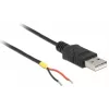 Delock Cable USB2.0 conector macho Type-A > 2 extremos de cable abiertos - 1,5 m - negro (85664)