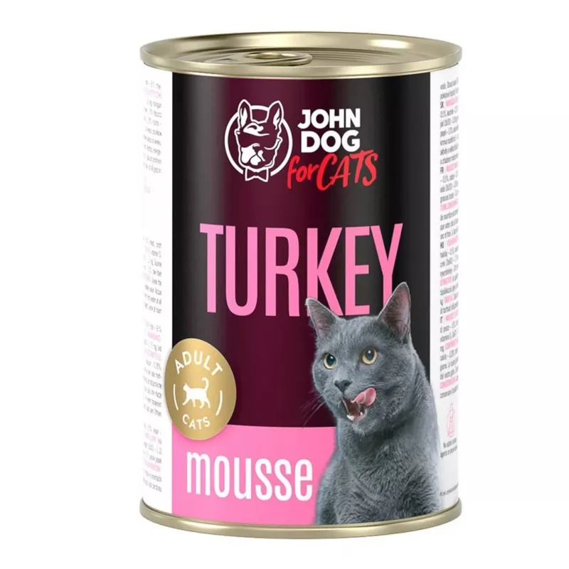 Comida húmeda para gatos john dog JD for CATS ADULT TURKEY MOUSSE 400 g — comida húmeda, pavo, gatos adultos, 400 g