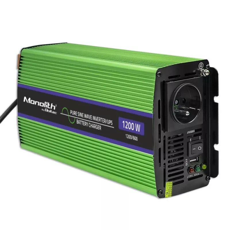 Inversor de coche Qoltec Monolith 1200 W Verde 12 V