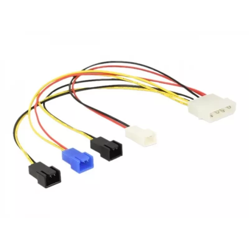 DeLOCK Molex 4 pin > 4 x 2 pin ventilador (12 V / 7 V / 5 V) - cable de alimentación para ventilador - alimentación interna, 4 polos (M) a Molex, 2 polos - 20 cm