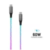 Cable de carga USB-C a USB-C FIXED FIXDLED-CC-RA con soporte PD y longitud fija, LED arcoíris integrado
