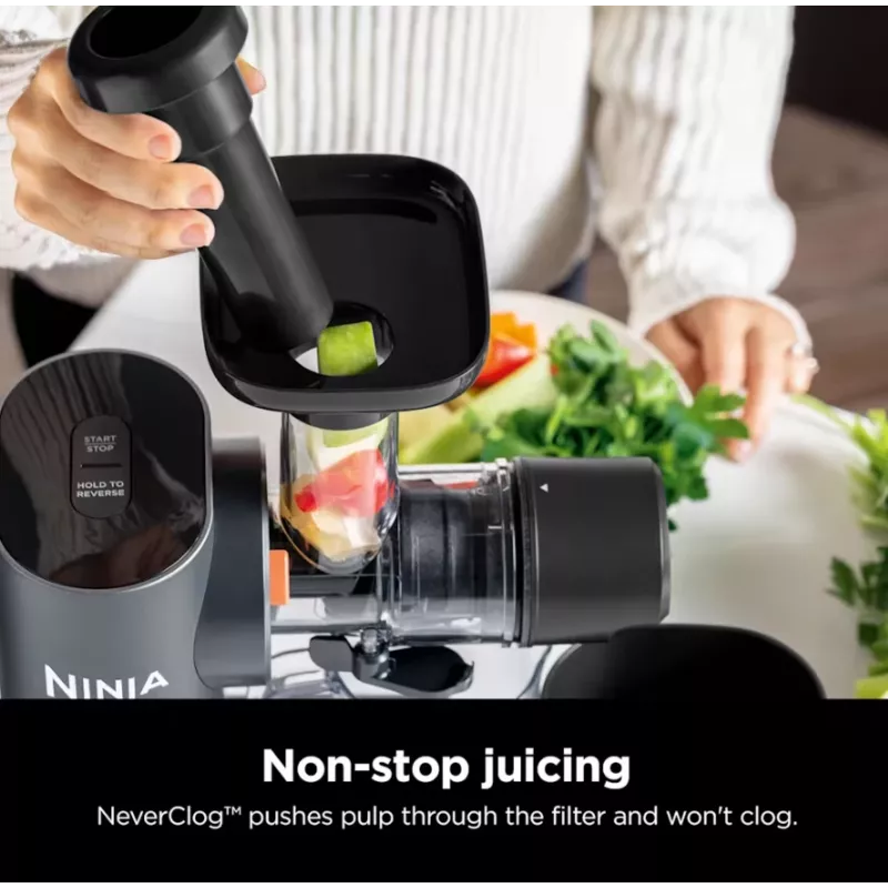 NINJA Cold Press Juicer | Neverclog JC151EU | Tipo exprimidor en frío | gris | 150 W | número de velocidades 1
