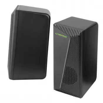 Altavoces estéreo 2.0, 6W, conexión jack 3,5 mm, alimentación USB, Esperanza Rainbow Nortec 95855, iluminación RGB, negro