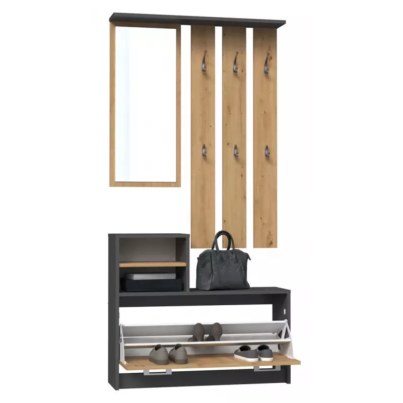 Armario recibidor top e shop GAR ANT/ART con 1 puerta batiente, 850×240×1600 mm