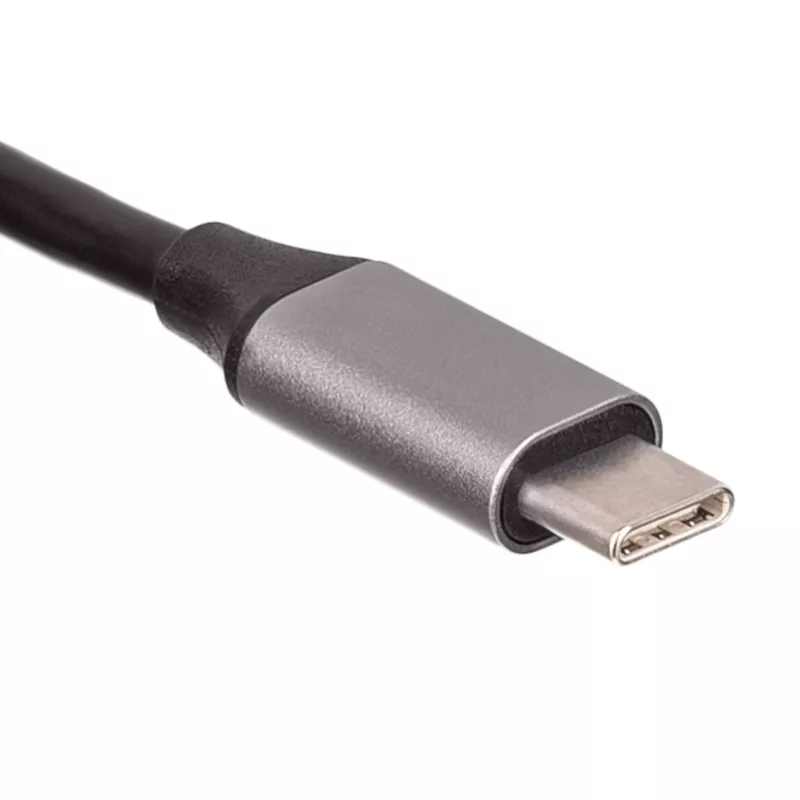 Akyga AK-AD-66 Hub USB-C con 3x USB 3.0 y Gigabit Ethernet, 15 cm, negro