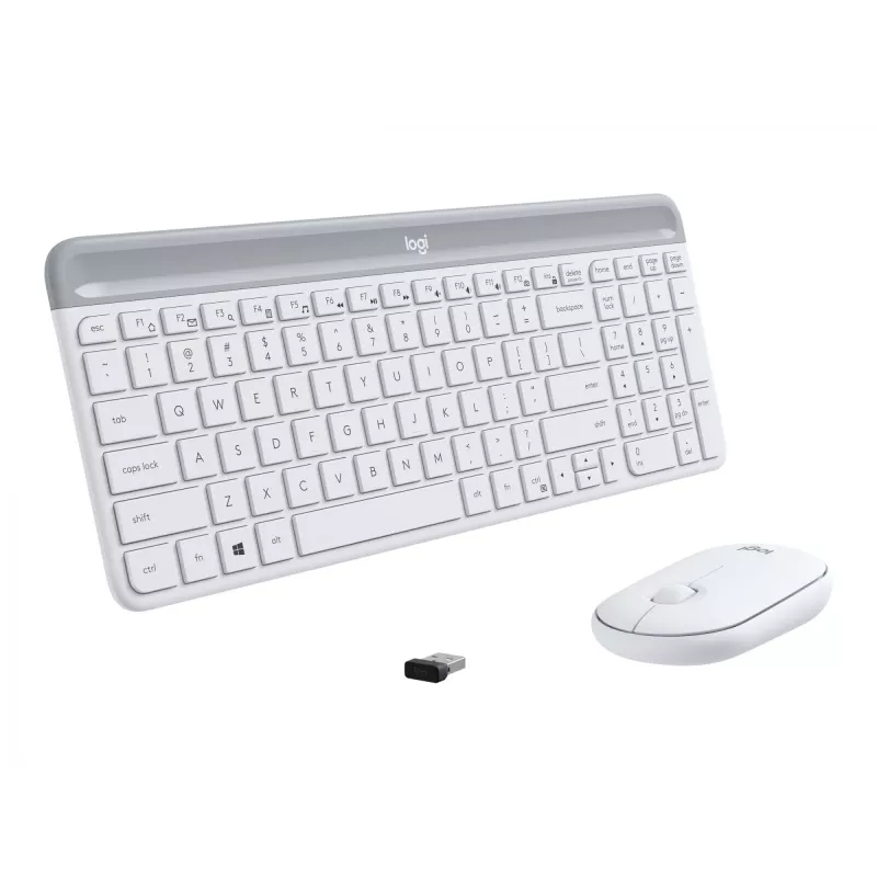 Logitech Slim Wireless Combo MK470 - Conjunto de teclado y ratón - Inalámbrico - 2,4 GHz - Español - Off-White (920-009199)