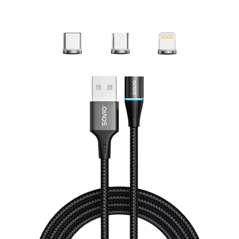 Cable USB Savio CL-152 1 m USB 2.0 USB C Micro USB A/Lightning negro
