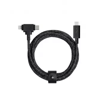 Cable de carga y datos native union Belt Cable Duo Pro USB-C a USB-C y Lightning Negro