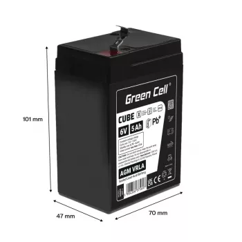 Batería para SAI de plomo-ácido sellada Green Cell AGM6V5AH-J 6 V 5 Ah
