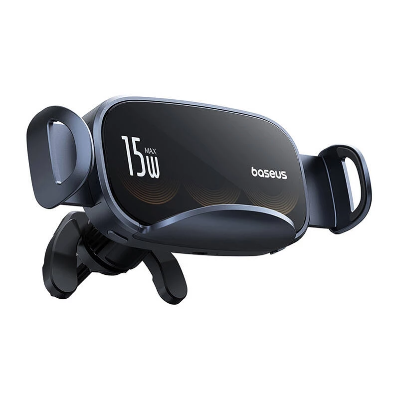Baseus LightChaser BS-CM029 Soporte de coche para teléfono con carga inalámbrica de 15 W para rejilla de ventilación, negro