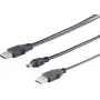 ShiverPeaks 77151 Cable USB de Mini-B a 2x A en Y, 1 m, negro