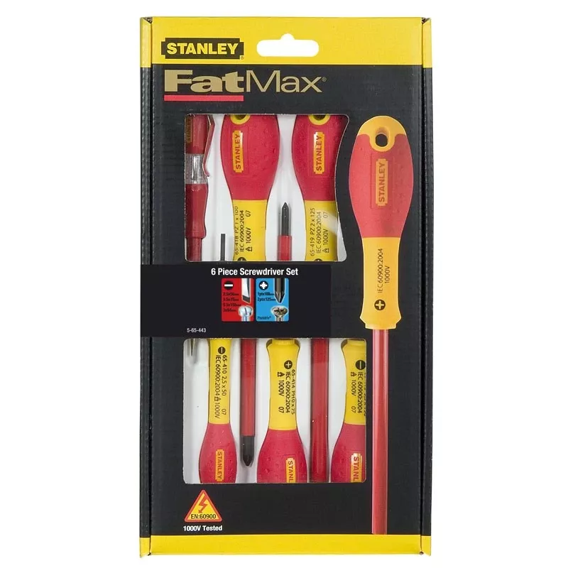Juego de destornilladores planos y Pozidriv aislados Stanley FATMAX 0-65-443