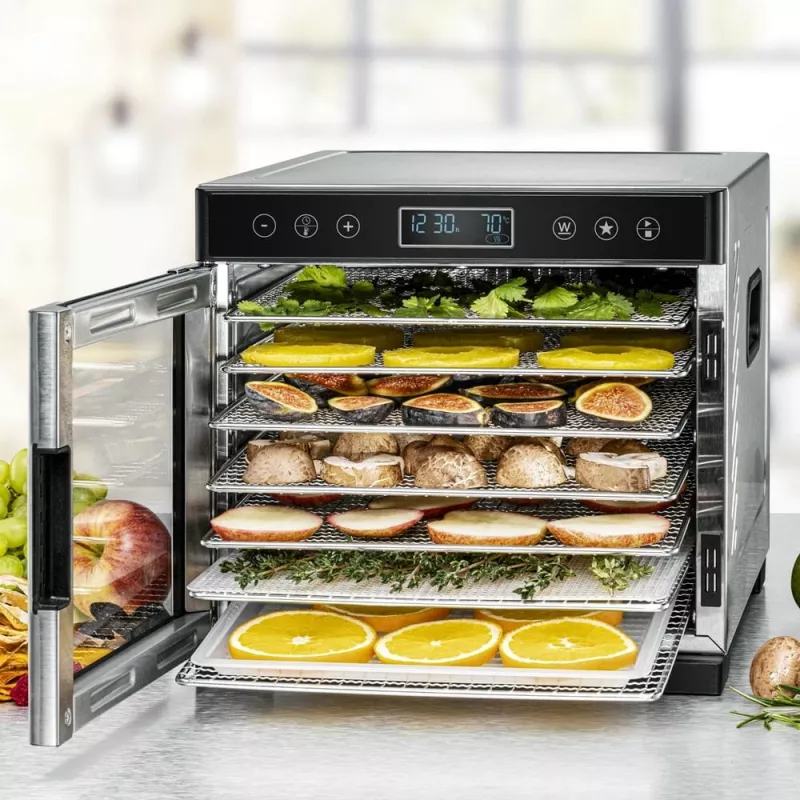 Rommelsbacher DA 650 deshidratador de alimentos 600 W, 7 bandejas, 35–75 °C, temporizador 99 h, acero inoxidable/negro