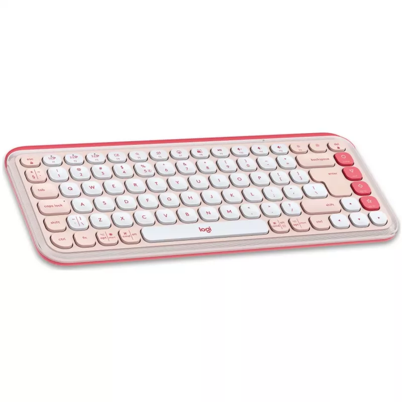 Logitech POP Icon Combo - Conjunto de teclado y ratón - Inalámbrico - Bluetooth LE - QWERTY - US International - rosé, Off-White (920-013142)