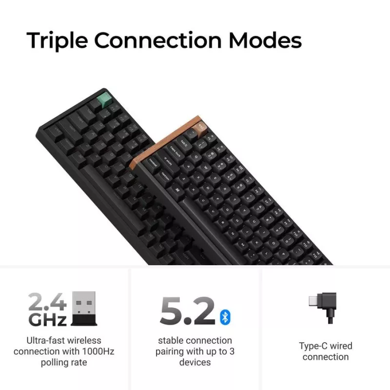 Teclado mecánico Keychron K4 HE con interruptores magnéticos Gateron Double‑Rail Magnetic Nebula, inalámbrico, negro, distribución US